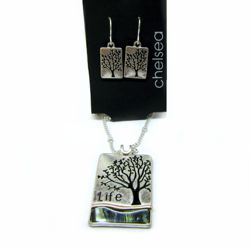 'Life' Rectangle Tree of Life SET - with Abalone Shell